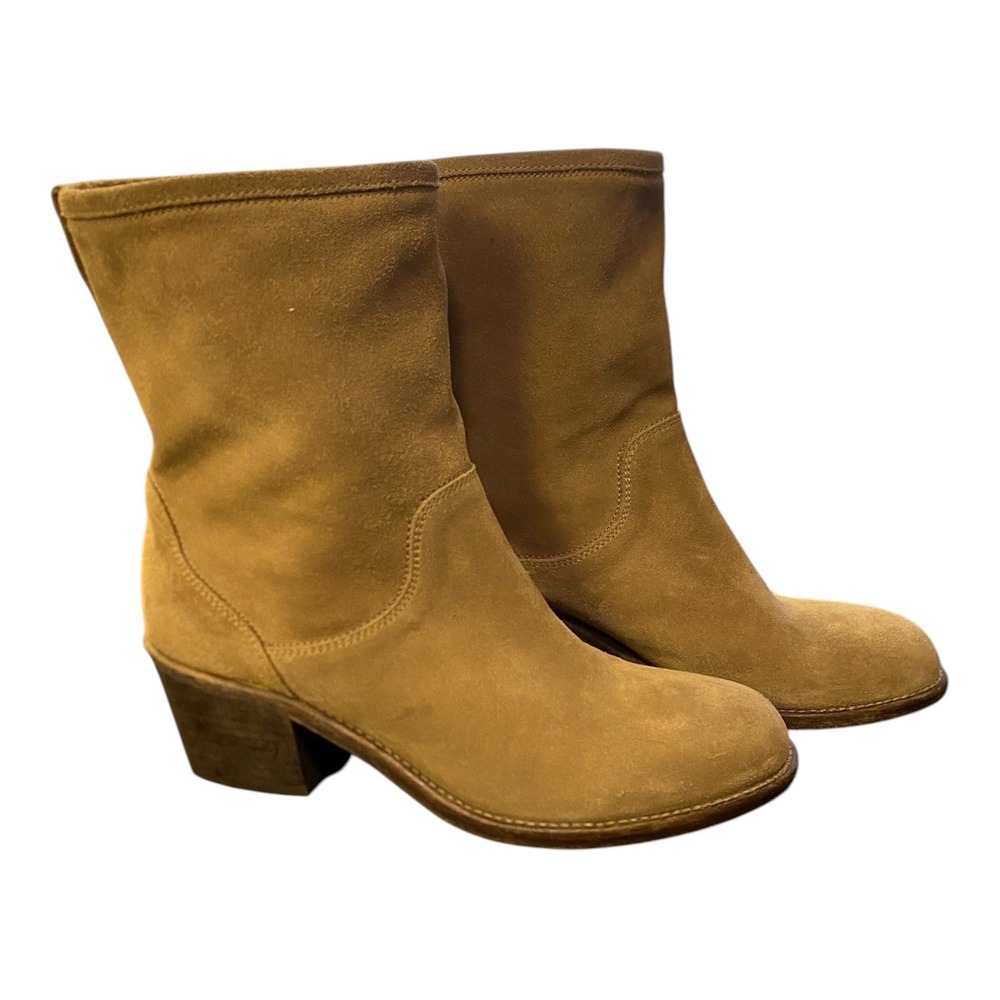 AGL Brown Suede Block Heel‎ Ankle Boots Women's Size 38 Made in Italy